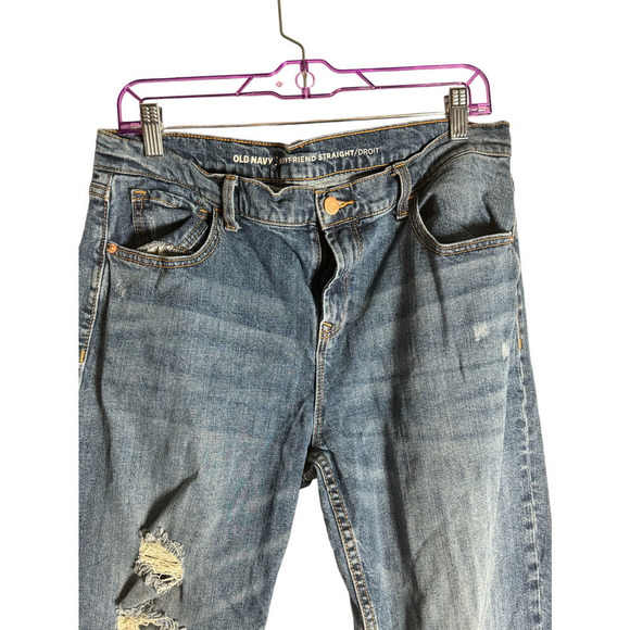 Old Navy Mid-Rise Boyfriend Distressed Jeans Size 12 - Picture 2 of 4